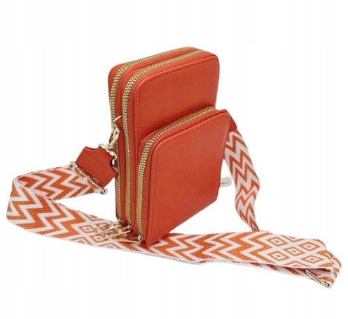 Sara Moda - torebka rowerówka portfel etui na telefon pomarańczowy mat 327 na Arena.pl