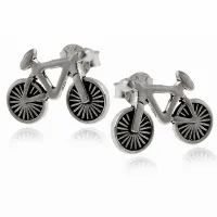 DELIKATNE OKSYDOWANE SREBRNE CIEMNE KOLCZYKI ROWERY ROWERKI BICYCLE SREBRO