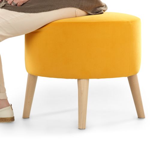 Pufa Tapicerowana, Żółta, Puf, Pufa okrągła, Podnóżek na Arena.pl