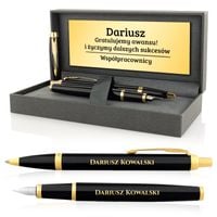 DŁUGOPIS I PIÓRO z GRAWEREM Parker w etui PREZENT NA AWANS