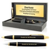DŁUGOPIS I PIÓRO z GRAWEREM Parker w etui PREZENT NA AWANS