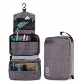 Organizer kosmetyczka saszetka duża podróżna wisząca rozkładana szara