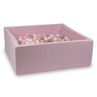 Suchy basen pudrowy róż 110x110x40 z piłeczkami 600 sztuk (przezroczyste, białe, perłowe, jasnoróżowe, różowozłote)
