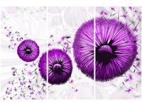 60 90CM OBRAZ 3 ELEM FIOLETOWE DMUCHAWCE DRUK PŁÓTNO RAMA