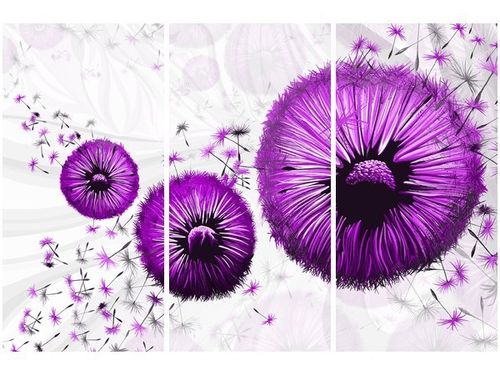 60 90CM OBRAZ 3 ELEM FIOLETOWE DMUCHAWCE DRUK PŁÓTNO RAMA na Arena.pl