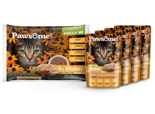 Naturalna karma dla kotów bez cukru i zbóż - Pawsome z kurczakiem 4x85g na Arena.pl