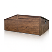 Garaż Blaszany dwustanowiskowy 6x5.8 Ciemny Orzech PRODUCENT