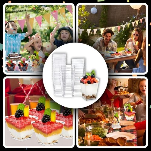 Pucharki Kwadratowe do deserów 120ml 50szt na przekąski desery pojemniki na Arena.pl