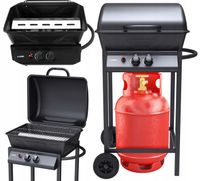 LUND DUŻY GRILL GAZOWY OGRODOWY 2PALNIKI 5,5KW CZARNY CHROMOWANY RUSZT99657