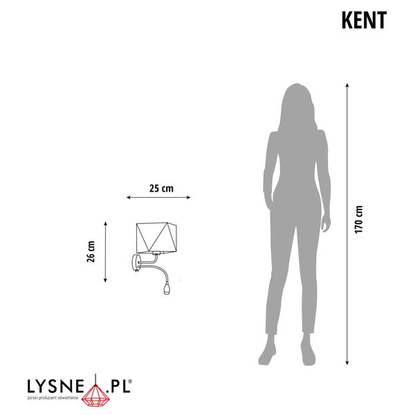 Nowoczesny kinkiet do salonu KENT z dodatkowym panelem LED zdjęcie 6