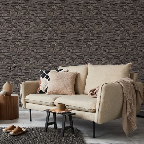 Tapeta W Rolce Brązowy MUR Kamień Efekt 3D Ozdoba na Arena.pl