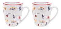 2x Kubek porcelanowy EXOTIC FLOWER 360 ml biało-czerwony kwiatki wz.1
