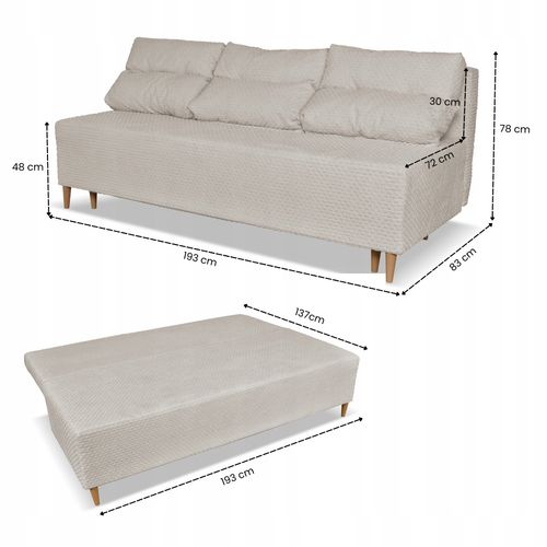 Kanapa sofa KIMO funkcja spania pojemnik Family Meble Twisster beż sztruks na Arena.pl