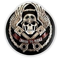 Nalepka Born to Ride Jeździec motor Bak Naklejka L