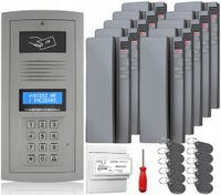 Domofon w zestawie Elfon OP-255R-P Natynkowy Furtka 10x Unifon Szary Brelok