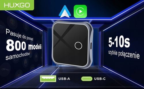 HUXGO bezprzewodowy adapter 2w1 do Apple CarPlay i Android Auto BY963A na Arena.pl