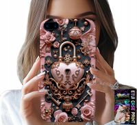 ETUI DO IPHONE ( 7 PLUS ) - KOBIECE, MODNE WZORY, KŁÓDKA SERCE RÓŻA