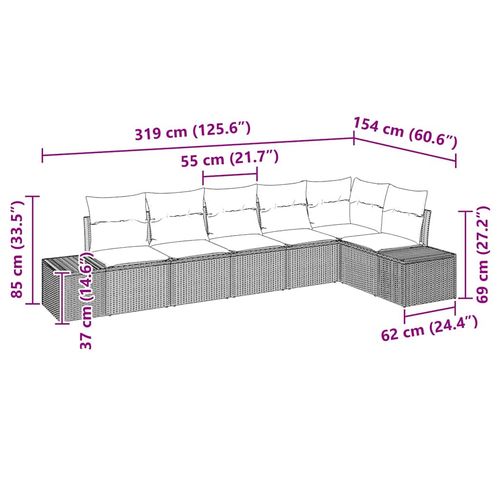 Zestaw Sof na Ogród z poduszką 6 pcs Beżowy i kremowy na Arena.pl