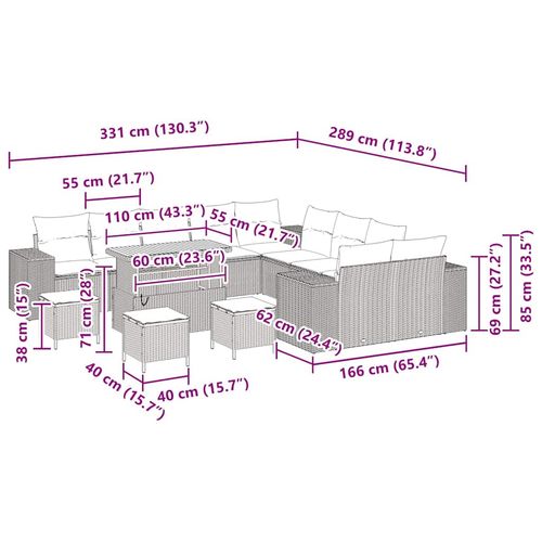 Zestaw Sof na Ogród 13 pcs Czarny polirattan na Arena.pl