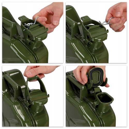 KANISTER NA PALIWO 20L METALOWY ZBIORNIK BAŃKA NA OLEJ BENZYNĘ ROPĘ + LEJEK na Arena.pl