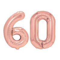 Balony foliowe liczba 60 różowe złoto, 100 cm