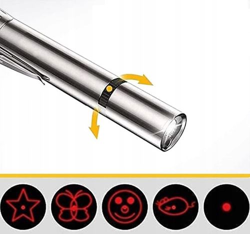 LASER WSKAŹNIK LASEROWY LATARKA ZABAWKA KOTA Ładowany przes USB Laser UV na Arena.pl