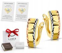 ZŁOTE KOLCZYKI 585 ANGIELSKIE DIAMENTOWANE + EKSTRA GRATISY