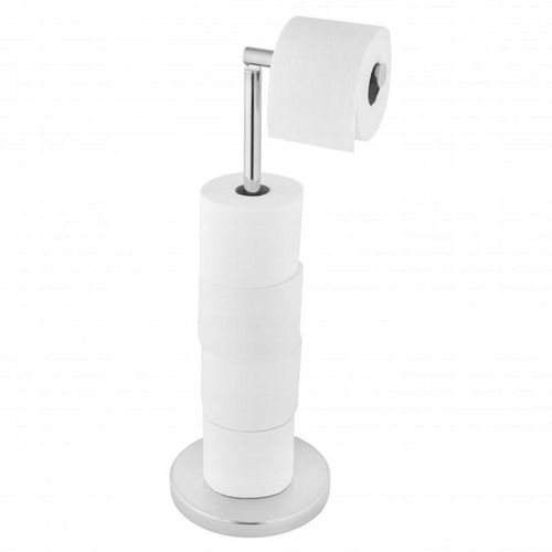 Stojak z uchwytem na papier toaletowy na 4 rolki do WC chrom srebrny na Arena.pl