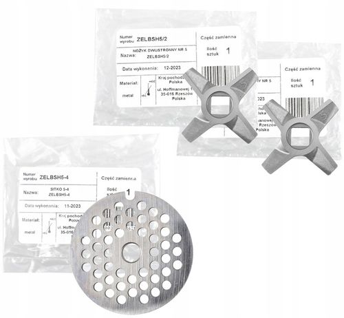 2x Nożyk dwustronny Zelmer nr 5 do maszynki mielenia + Sitko nr 5 fi 4 ORG na Arena.pl