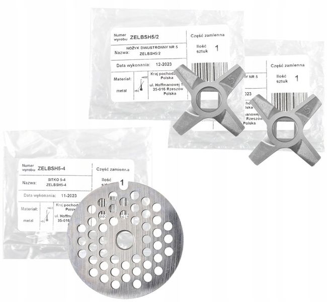 2x Nożyk dwustronny Zelmer nr 5 do maszynki mielenia + Sitko nr 5 fi 4 ORG zdjęcie 1