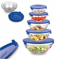 Zestaw SZKLANYCH MISEK KUCHENNYCH z pokrywkami SALATERKI SZKLANE 5 sztuk
