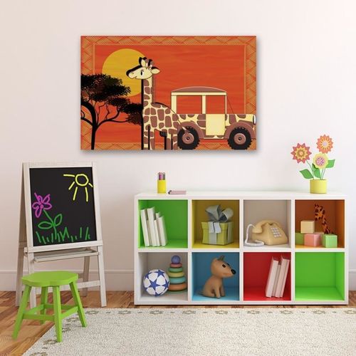 Obraz na płótnie - Canvas, Żyrafa i samochód 40x30 na Arena.pl