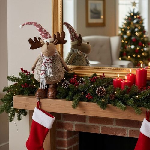 RENIFER ŚWIĄTECZNY STOJĄCY POD CHOINKĘ 73cm OZDOBA DEKORACJA ŚWIĄTECZNA na Arena.pl