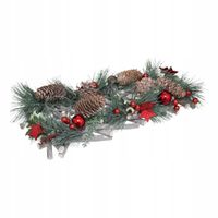 STROIK ŚWIĄTECZNY ŚWIECZNIK OZDOBNY Z SZYSZKAMI NA 4 ŚWIECZKI 39X14 CM