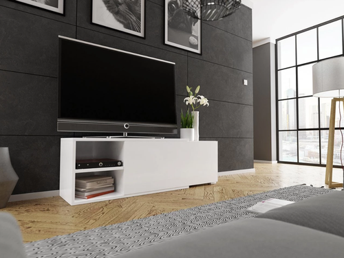 ROZSUWANA szafka rtv do salonu stojąca uniwersalna biała na Arena.pl