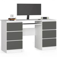 Biurko komputerowe, szuflady, CORE, 135x50x77, biel, grafit | TYLETEGOTU