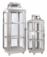 2 szt. LAMPION STYL LOFT metalowy srebrny
