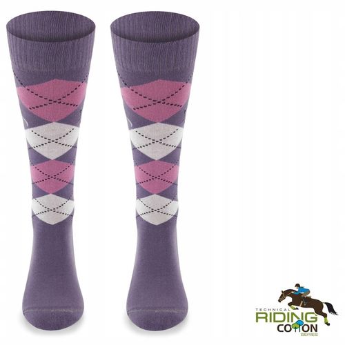 Letnie skarpety do jazdy konno podkolanówki bawełniane w romby COMODO na Arena.pl