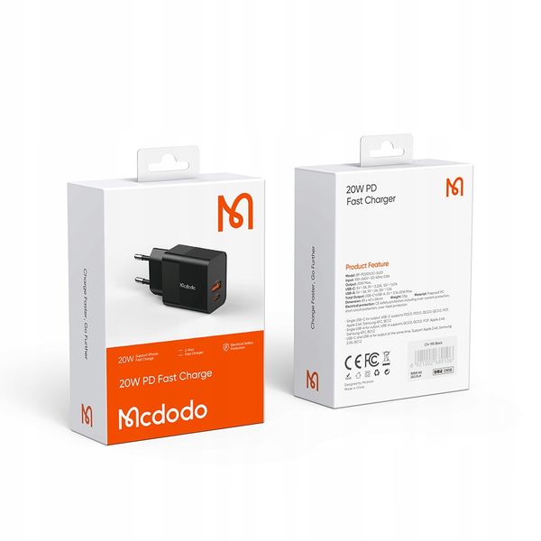 MCDODO SZYBKA ŁADOWARKA USB + USB-C 20W zdjęcie 7