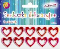 serca dekoracyjne czerwone plastikowe rozm. 3cm 10szt. se-0307