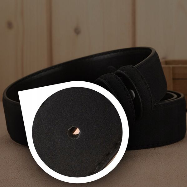 Elegancki Pasek Męski Skórzany Spodni Zamszowy Czarny Metalowa Klamra zdjęcie 8