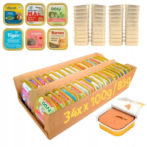 Karma Mokra dla kota Mix Smaków 34x 100g /85g Zestaw Różnych Producentów na Arena.pl