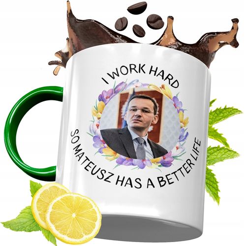 Kubek Zielony Mateusz Morawiecki Na Prezent Z Nadrukiem Ze Zdjęciem na Arena.pl