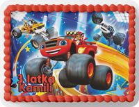 PROSTOKĄTNY OPŁATEK NA TORT A4 20x29CM - BLAZE TRUCK + IMIĘ