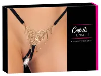 cottelli lingerie string z dekoracją regulowany biało-złoty s-l