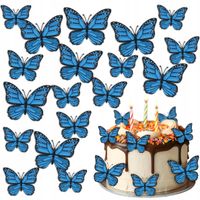 Waflowe Niebieskie MOTYLKI na tort Jadalna ozdoba dekoracja 23 szt