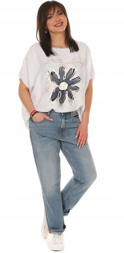 F667 Bluzka TUNIKA oversize, nadruk KWIAT na Arena.pl