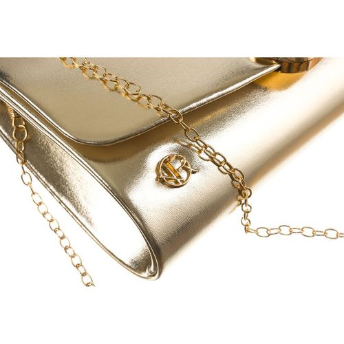 wizytowa kopertówka damska ze skóry ekologicznej w jasno złotym kolorze na Arena.pl