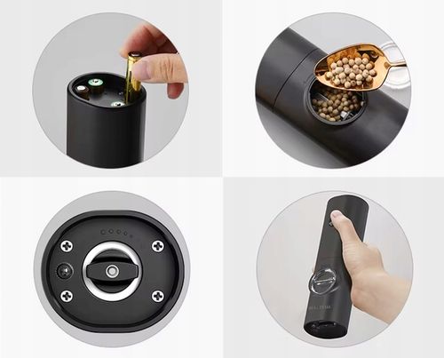 ELEKTRYCZNY MŁYNEK DO SOLI I PIEPRZU PRZYPRAW REGULACJA PODSTAWKA na Arena.pl