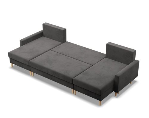 Narożnik w kształcie U, MILO, mikrofaza, 294x140x92 cm, szary | TYLETEGOTU na Arena.pl